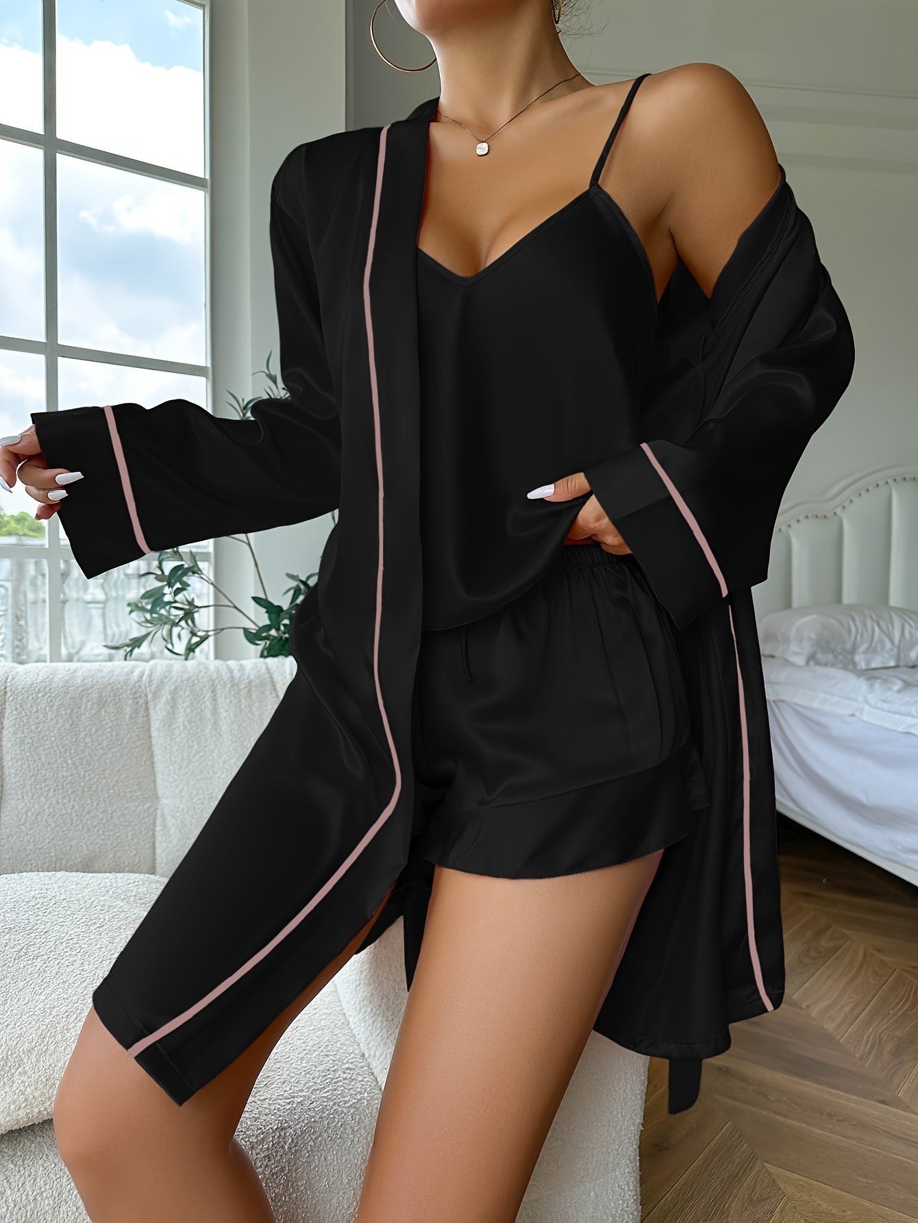 Anna  - 3-teiliges Satin-pyjama-set