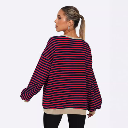 Zoe Übergroßer Pullover | Gestreifter, Gemütlicher Pullover