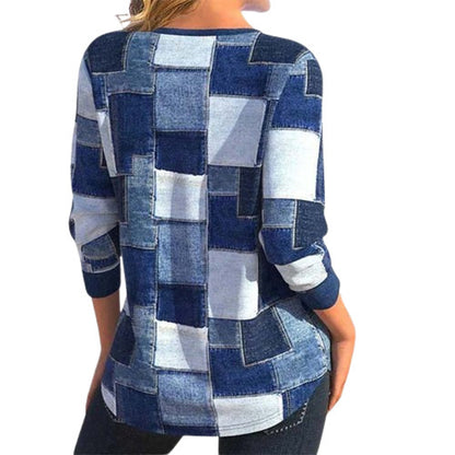 Ulrike – Trendiges Langarm-top Mit Geometrischem Muster Für Damen
