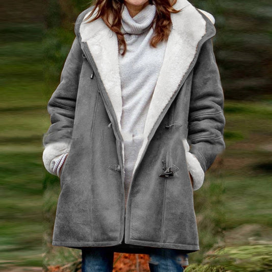 Yarelli - Hochwertige Fleecejacke Aus Wildleder Mit Halblanger Kapuze
