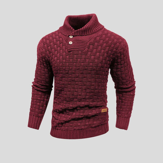 Strickpullover Mit Schalkragen Und Knopfverschluss Für Herren