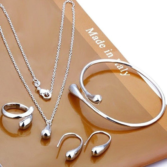 Viktoria -  Vierteiliges Schmuckset Mit Wassertropfen Aus S925-silber