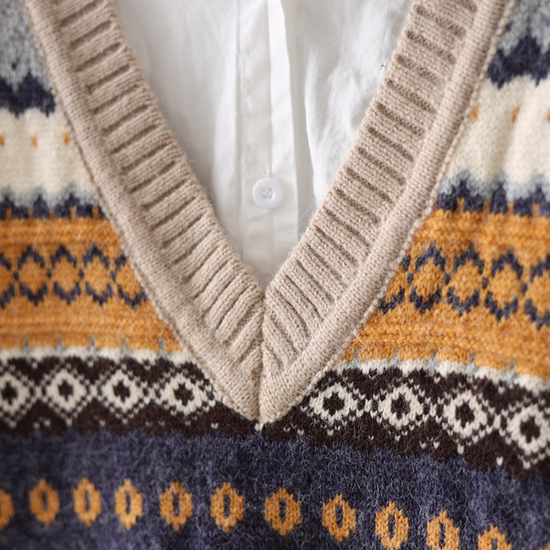 Venna - Ärmellose Strickweste Mit Geometrischen Mustern
