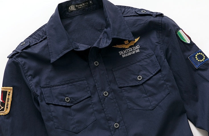 Air-force-stil Herrenhemd Mit Doppeltaschen - Lucas