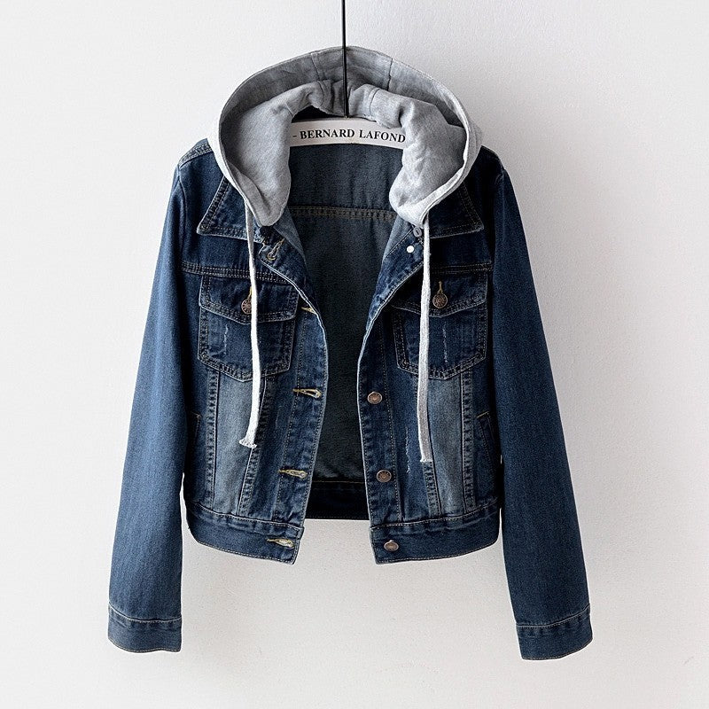 Abby - Denim Damen Jacke Mit Abnehmbarer Kapuze