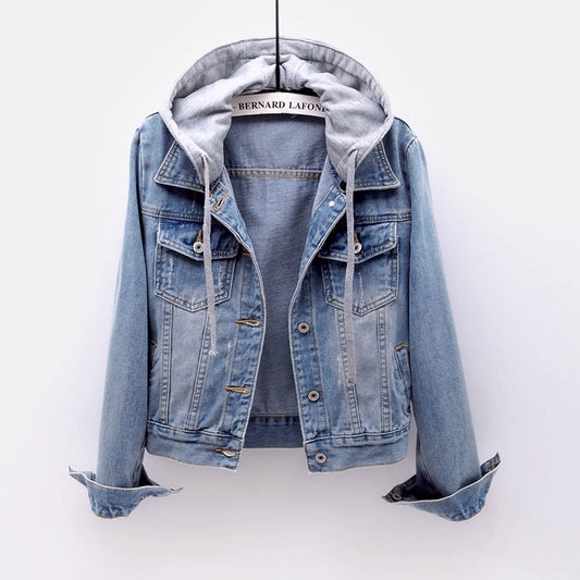 Abby - Denim Damen Jacke Mit Abnehmbarer Kapuze