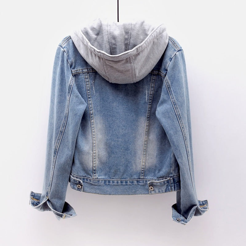 Abby - Denim Damen Jacke Mit Abnehmbarer Kapuze