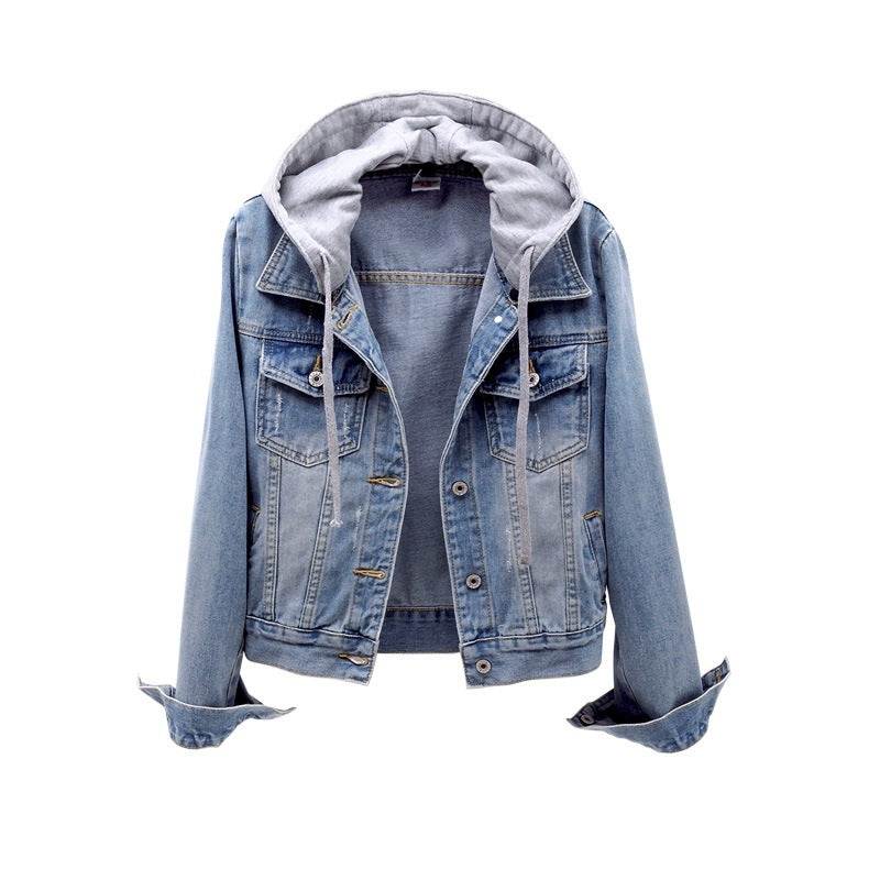 Abby - Denim Damen Jacke Mit Abnehmbarer Kapuze