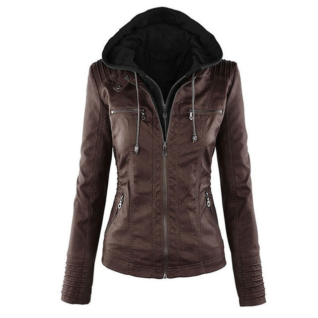 Wolff - Damen Lederjacke Mit Kapuze