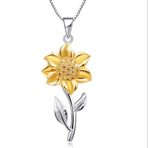 Agathe - Goldene Halskette aus Sterlingsilber mit Sonnenblume