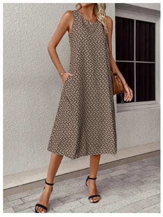Zoe – Ärmelloses Boho-midikleid Mit Allover-print
