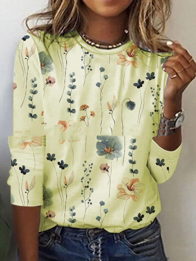 Victoria – T-shirt Mit Blumendruck Und Rundhalsausschnitt Für Den Frühling