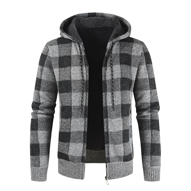Benjamin – Karierter Fleece-kapuzenpullover Mit Reißverschluss Für Herren