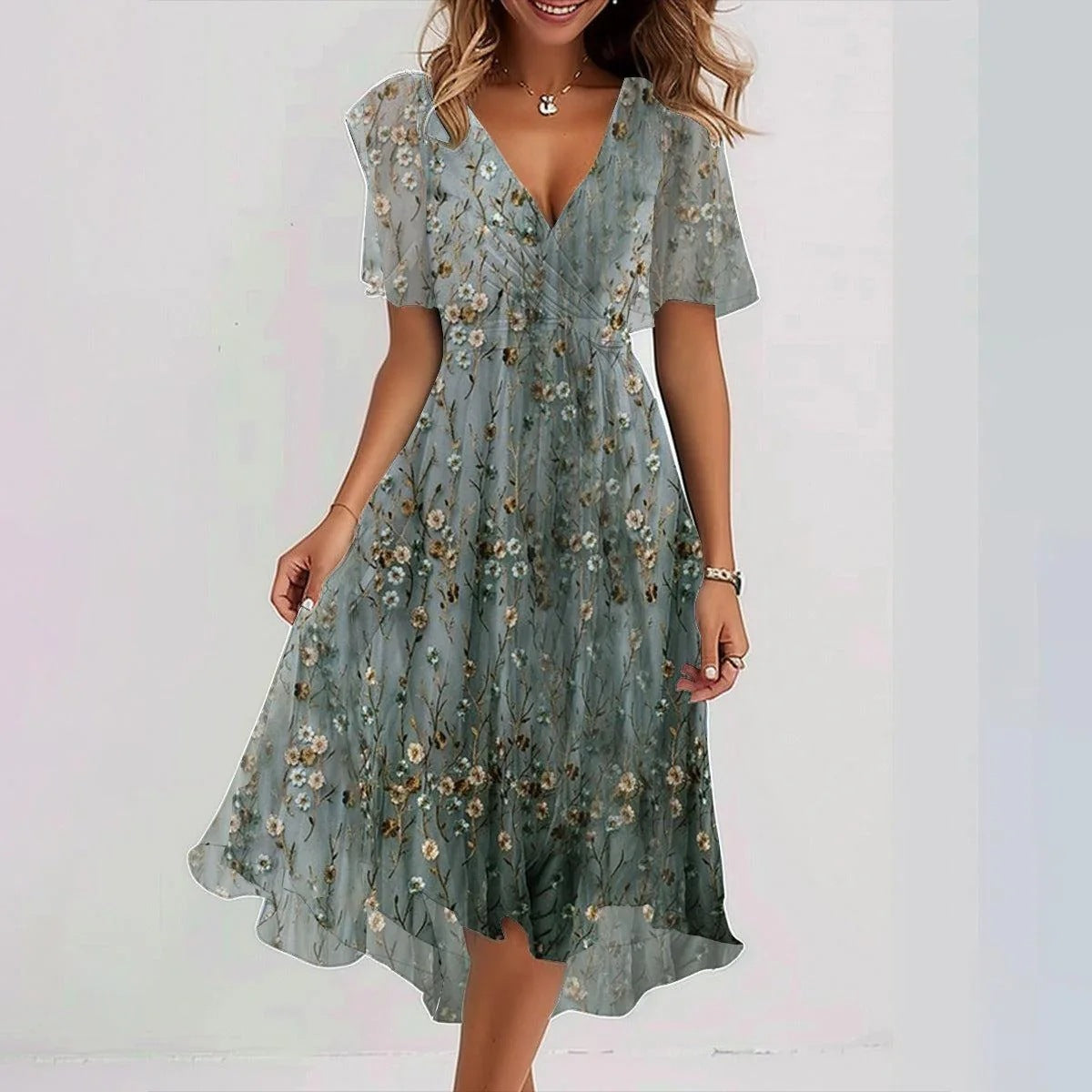 Annegret – Damenkleid Mit V-ausschnitt