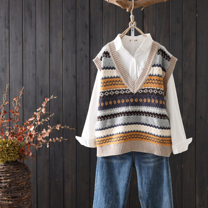 Venna - Ärmellose Strickweste Mit Geometrischen Mustern