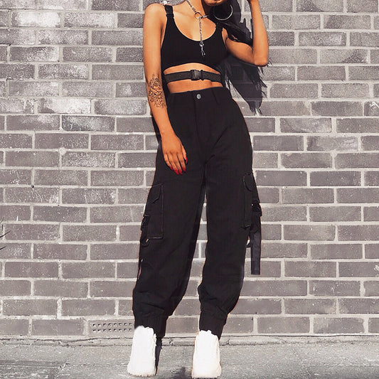 Cargohose Mit Hohem Bund Für Damen
