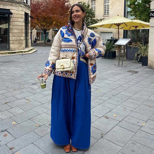 Boho-wintermantel Mit Print Und Reißverschluss – Zahara