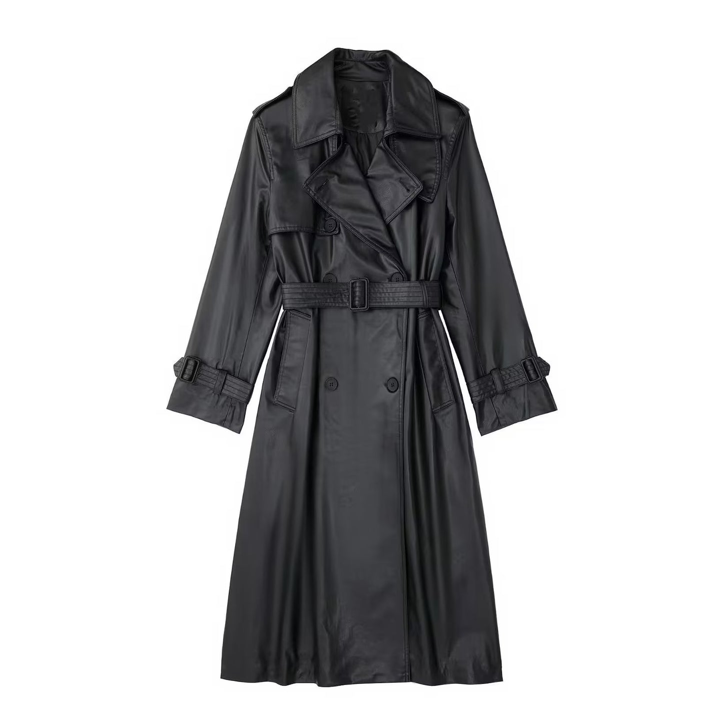 Winona - Trenchcoat Lederjacke Mit Gürtel