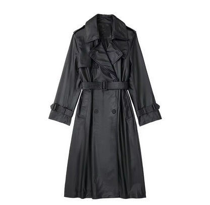 Winona - Trenchcoat Lederjacke Mit Gürtel