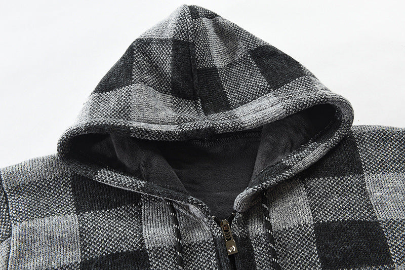 Benjamin – Karierter Fleece-kapuzenpullover Mit Reißverschluss Für Herren
