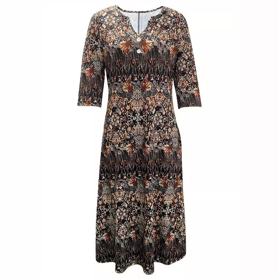 Abigail – Midikleid Mit Blumendruck Und 3/4-armeln