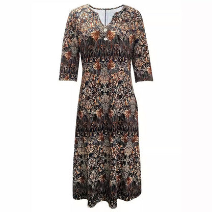 Abigail – Midikleid Mit Blumendruck Und 3/4-armeln