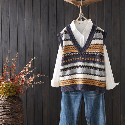 Venna - Ärmellose Strickweste Mit Geometrischen Mustern