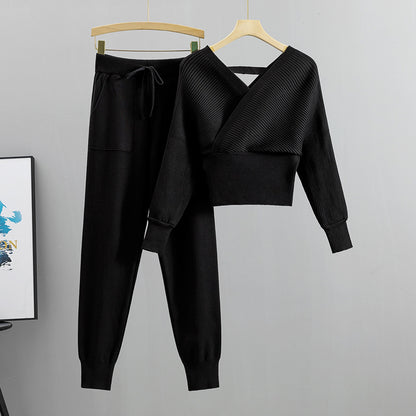 Willow - Sexy Schulterfreies Strick-top Und Hosen-set