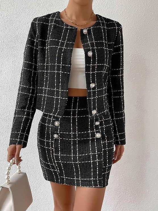 Avari - Eleganter Karierter Blazer Mit Knöpfen