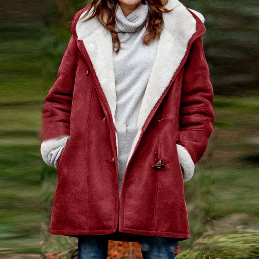 Yarelli - Hochwertige Fleecejacke Aus Wildleder Mit Halblanger Kapuze
