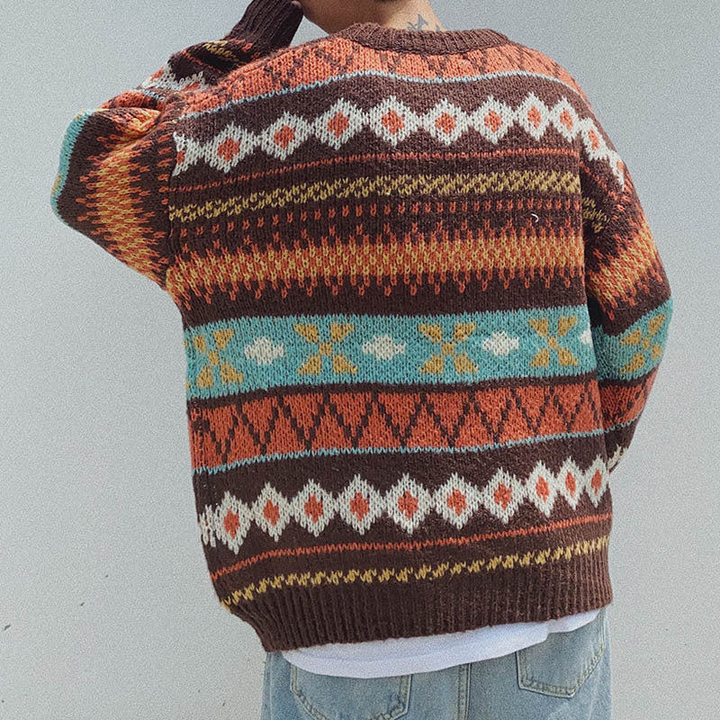 Alfonso – Retro-strickpullover Mit Rundhalsausschnitt Für Herren