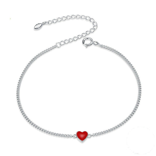 Amira - Verstellbares rotes Herz-Charme-Armband aus 925er Sterlingsilber
