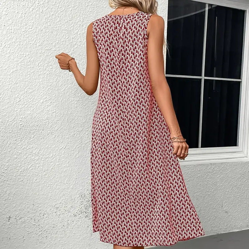 Zoe – Ärmelloses Boho-midikleid Mit Allover-print