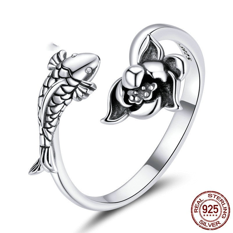 Augusta - Koi und Lotus verstellbarer Ring