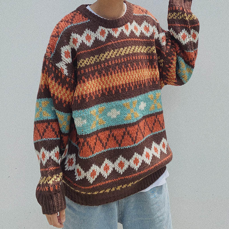 Alfonso – Retro-strickpullover Mit Rundhalsausschnitt Für Herren