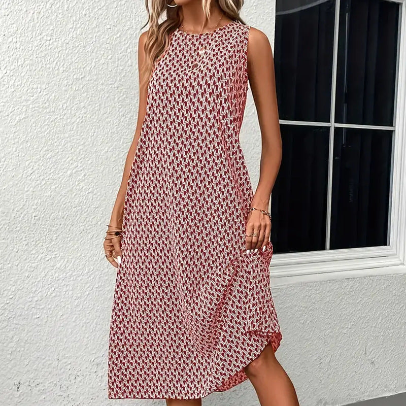 Zoe – Ärmelloses Boho-midikleid Mit Allover-print
