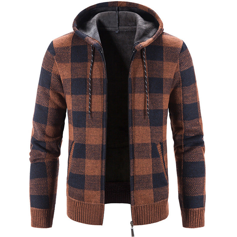 Benjamin – Karierter Fleece-kapuzenpullover Mit Reißverschluss Für Herren