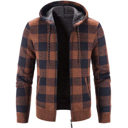 Benjamin – Karierter Fleece-kapuzenpullover Mit Reißverschluss Für Herren
