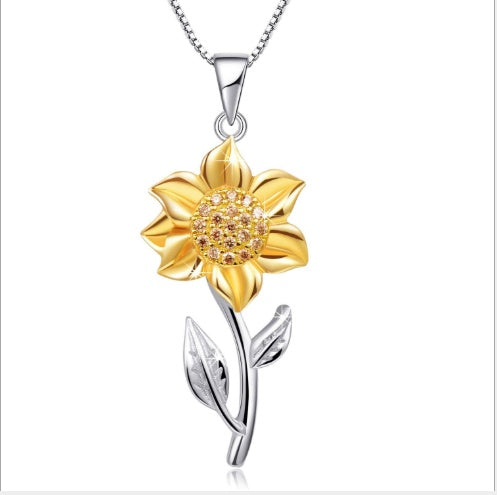 Agathe - Goldene Halskette aus Sterlingsilber mit Sonnenblume