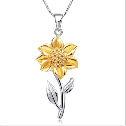 Agathe - Goldene Halskette aus Sterlingsilber mit Sonnenblume