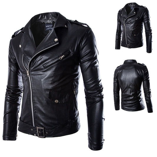Ryder - Slim Fit Leder Herren Motorradjacke Mit Stehkragen