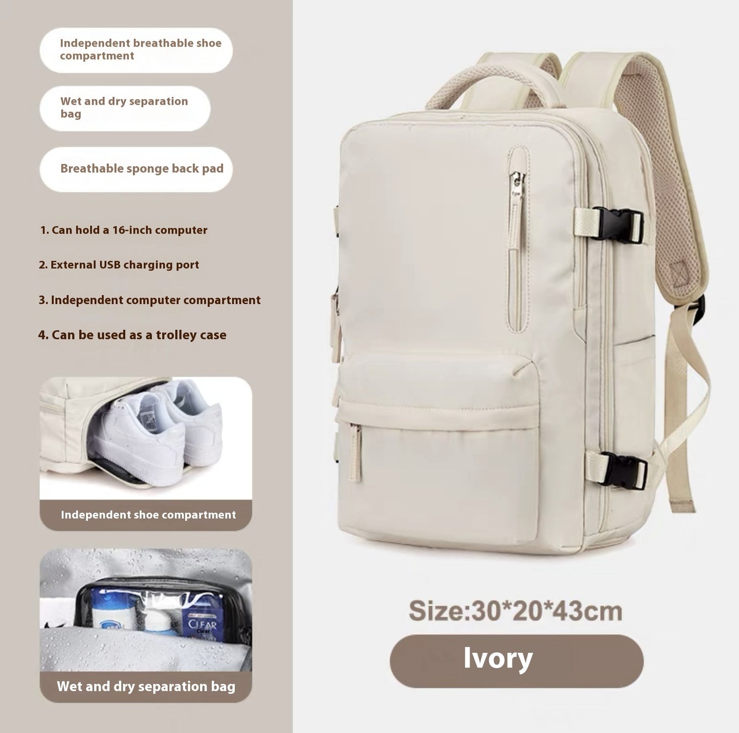 Bea - Geräumiger Vielseitiger Rucksack