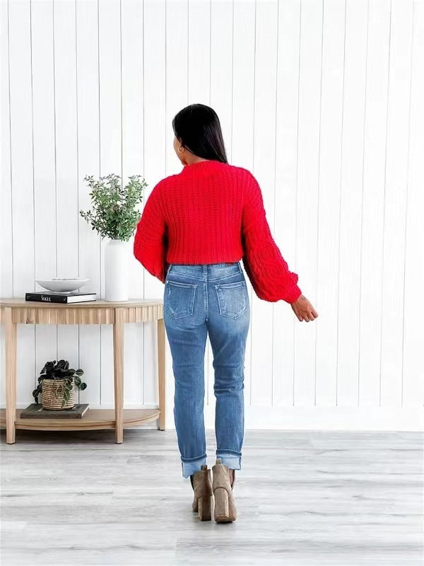 Zerrissene Boyfriend Jeans Mit Bündchen