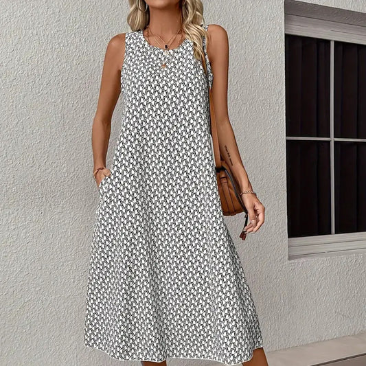 Zoe – Ärmelloses Boho-midikleid Mit Allover-print