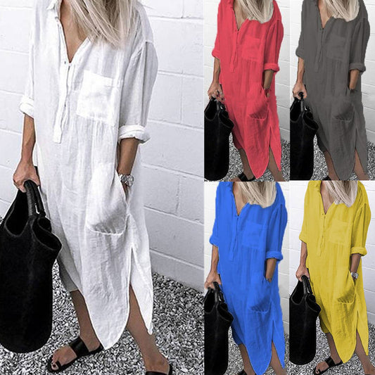 Aileen - Super Schönes Und Sehr Elegantes Maxi-leinenkleid, Ideal Für Den Sommer
