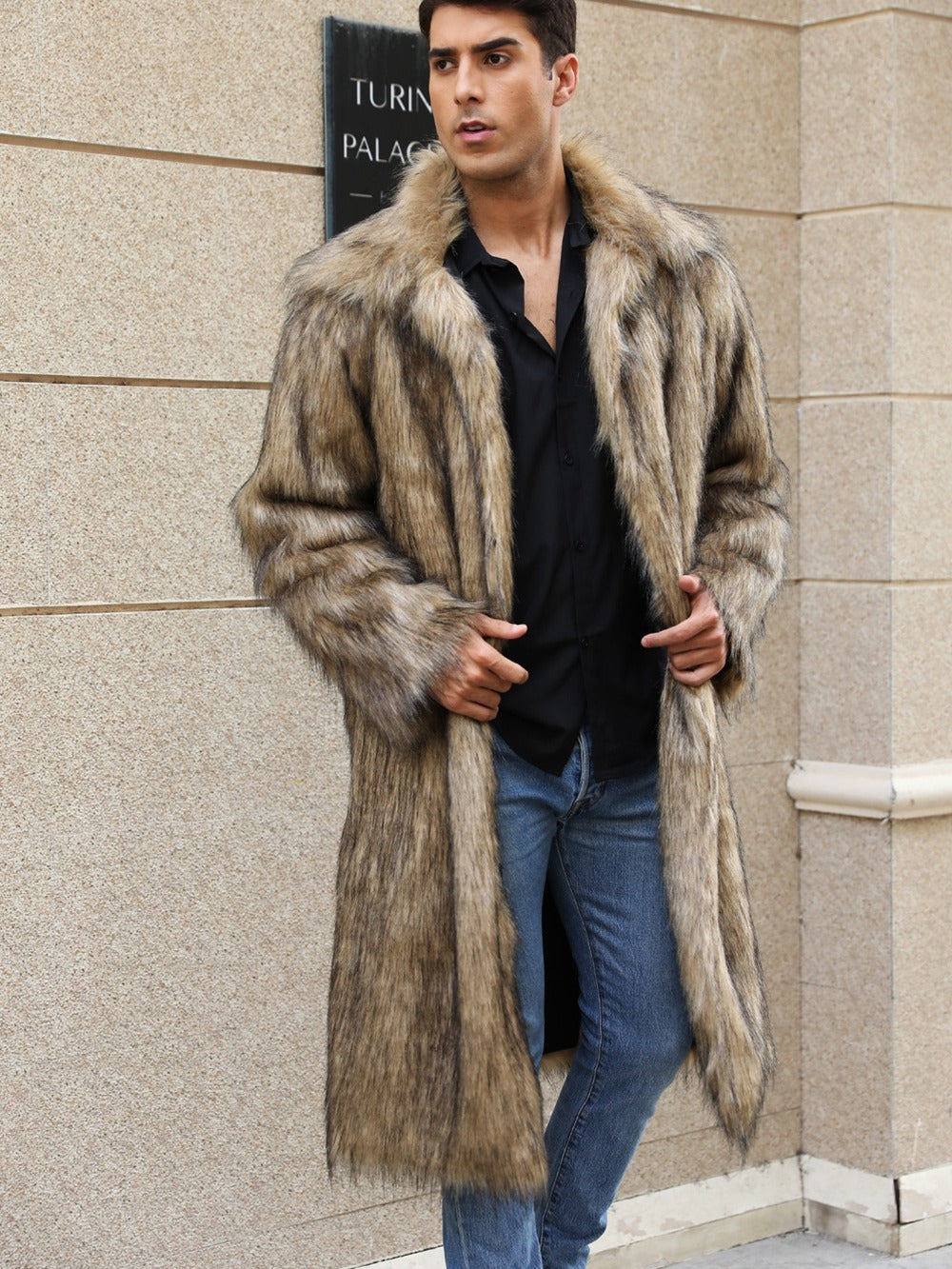 Zach – Lange Fell-winterjacke Für Herren