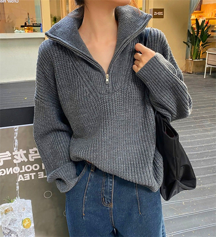 Amelina - Warmer Rollkragenpullover Mit Reibverschluss