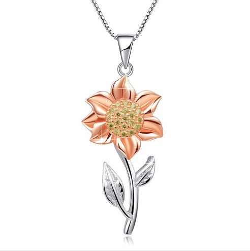 Agathe - Goldene Halskette aus Sterlingsilber mit Sonnenblume