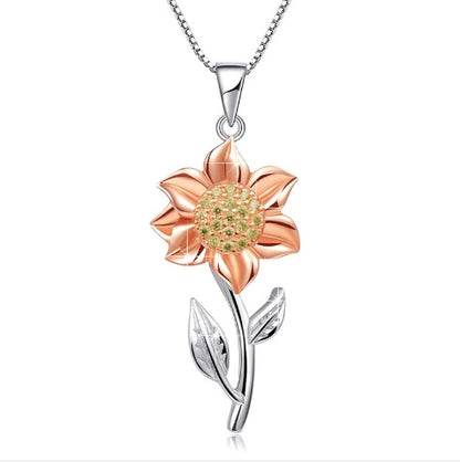 Agathe - Goldene Halskette aus Sterlingsilber mit Sonnenblume
