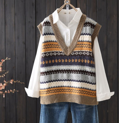 Venna - Ärmellose Strickweste Mit Geometrischen Mustern